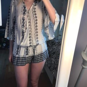 White patterned romper